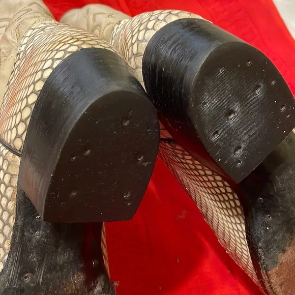 Vintage cobra skin men’s boots & belt with cobra head & leather upper (Mlb) - Picture 8 of 16